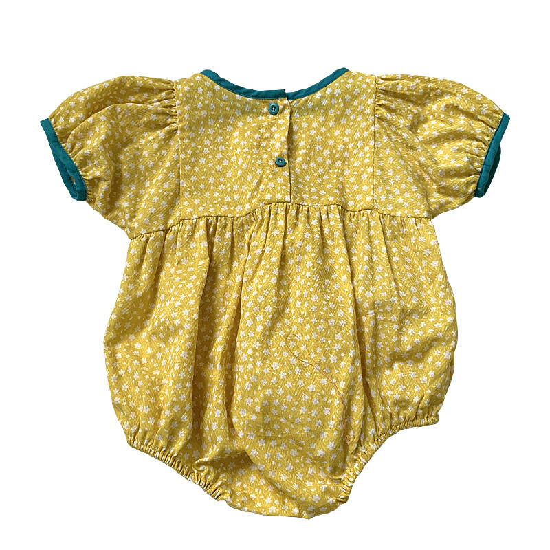 Bộ Áo Liền Quần Tay Ngắn In Hoa + Mũ Thời Trang Mùa Hè Dễ Thương Cho Bé Gái Sơ Sinh