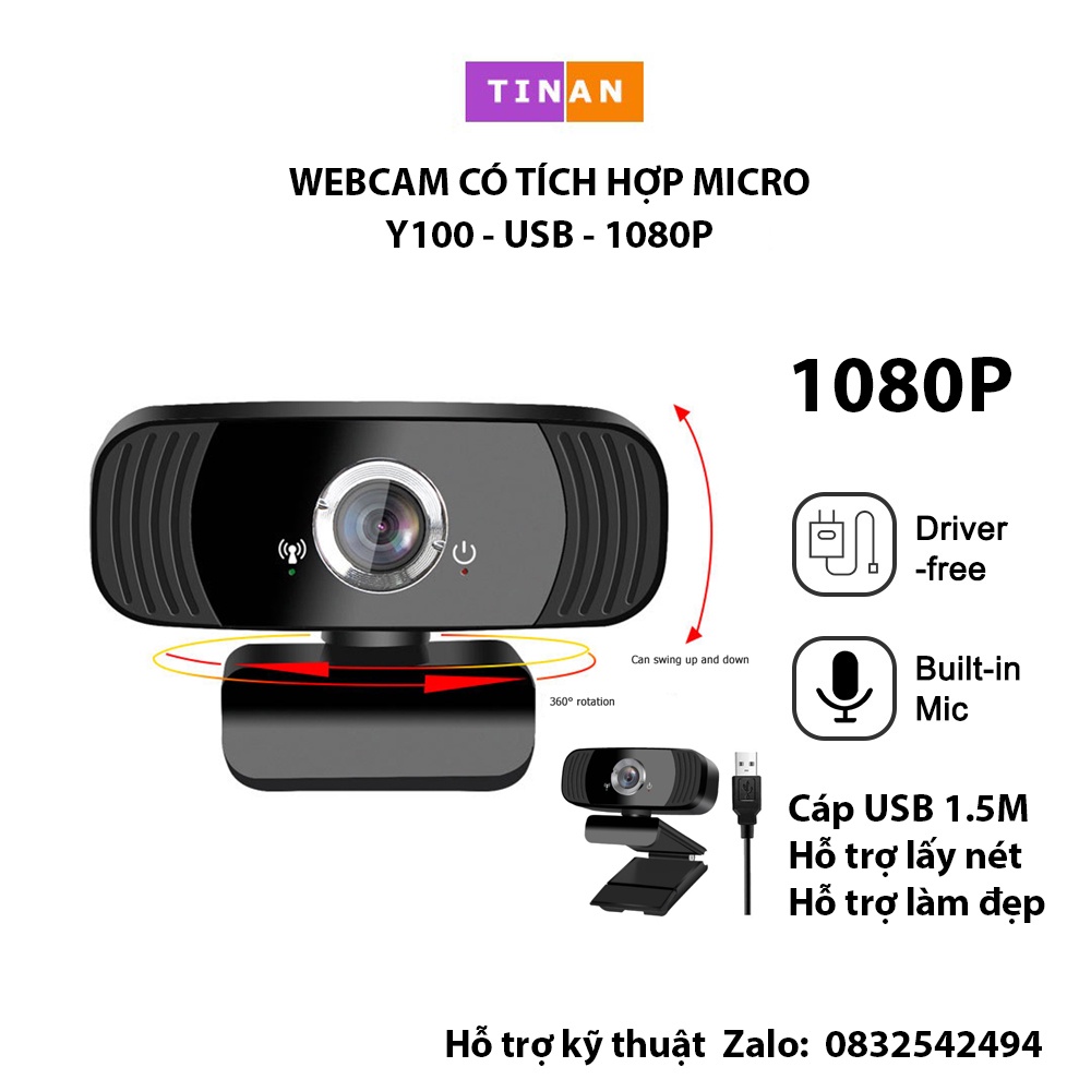 [ USB-1080P ] Webcam Y100 Có Tích Hợp Micro, Sử Dụng Để Gọi, Dạy Học Trực Tuyến, Hội Nghị