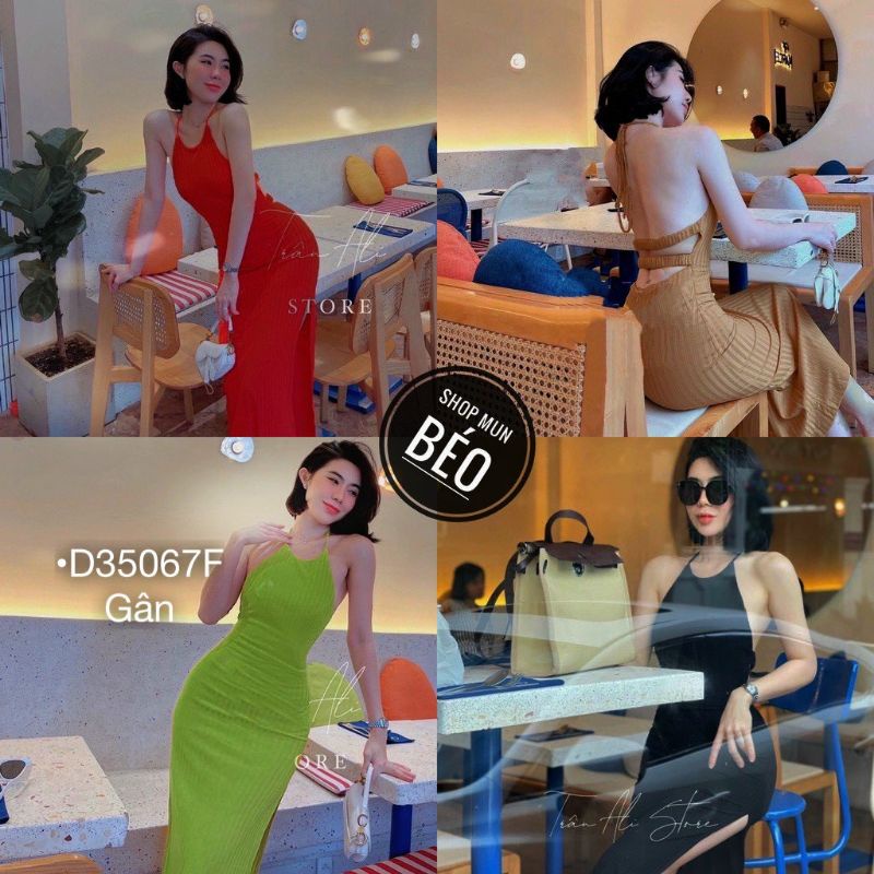 ĐẦM BODY YẾM HỞ LƯNG XẺ ĐÙI DÁNG DÀI THUN GÂN CO DÃN, VÁY MAXI YẾM ĐAN LƯNG THUN GÂN ÔM BODY