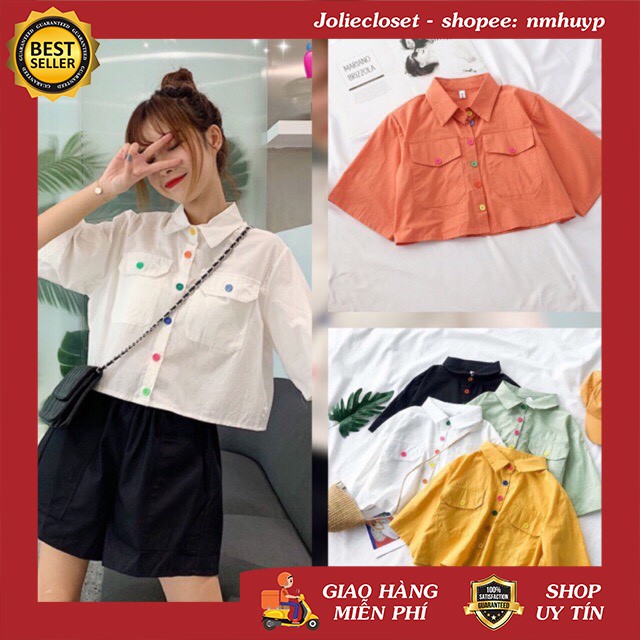 Áo croptop sơ mi ulzzang nhiều màu hàng nhập chuẩn form