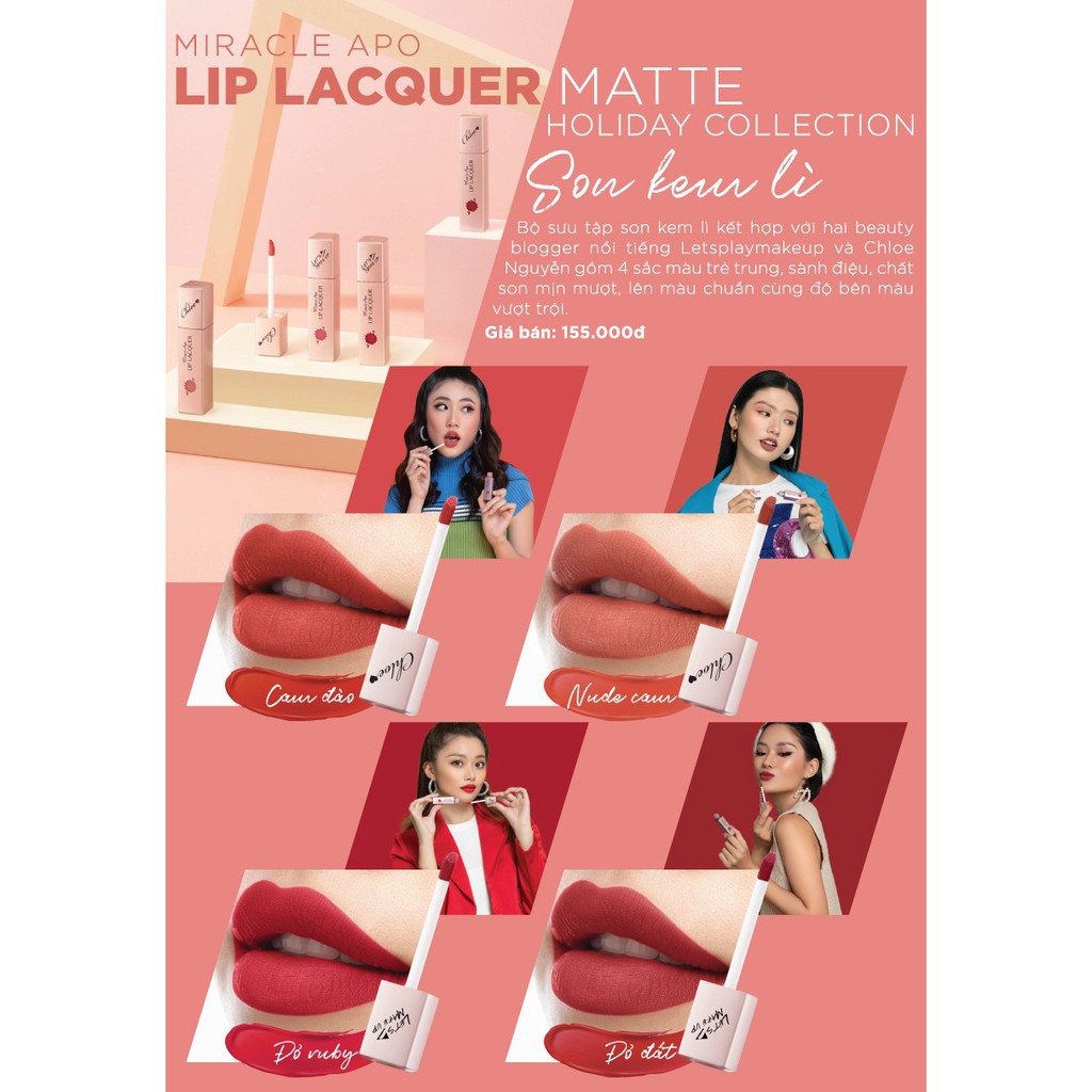 Son kem lì Miracle Apo Lip Lacquer Matte 3ml (bao bì mới)