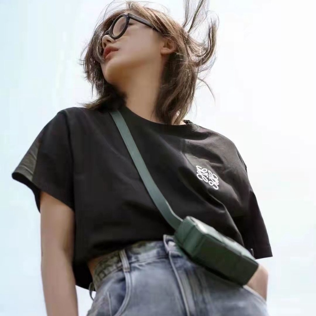 Áo Thun Cotton Tay Ngắn Cổ Tròn Dáng Rộng Thêu logo Thời Trang Mùa Hè Dành Cho Nam Và Nữ