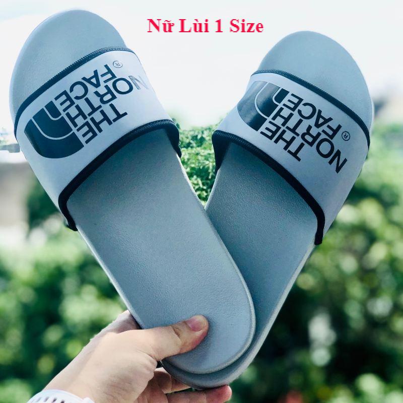 Dép unisex ❤️FREESHIP + Hộp❤️ dép the north face quai ngang thể thao nam nữ in chữ nổi, để ip siêu bền, chống trơn, xám