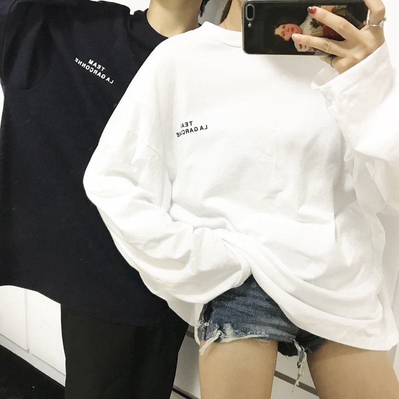 Áo thun dài tay dáng rộng thời trang cá tính cho cặp đôi