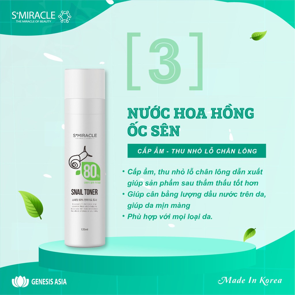 Nước hoa hồng có chứa 80% dịch lọc Ốc Sên S+ Miracle Snail Toner 125ml