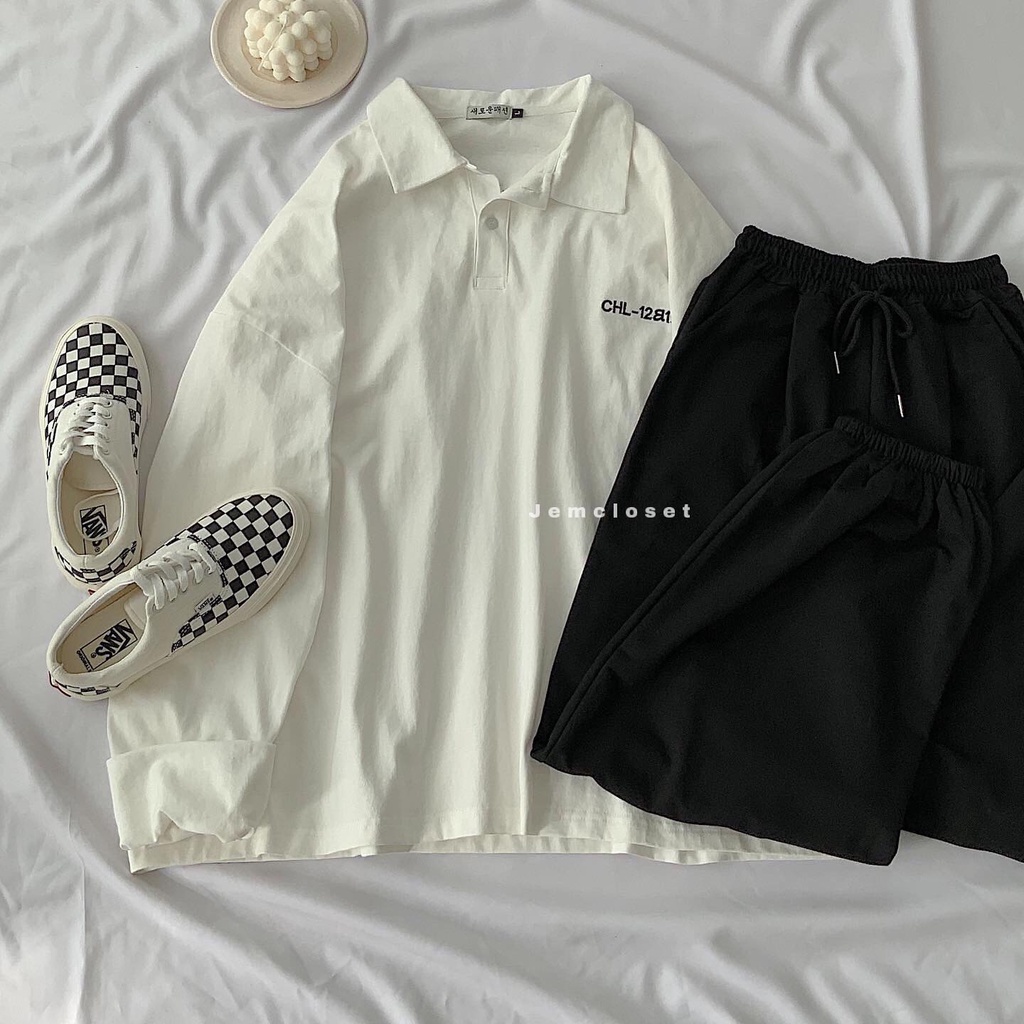 Áo Phông Nữ Tay Dài Form Rộng  Thun Có Cổ Thiết Kế Basic Màu Trắng  Solyn - 1898 ( Jem Closet )