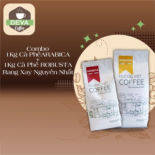 Combo 1kg cà phê arabica + 1kg cà phê robusta rang xay nguyên chất