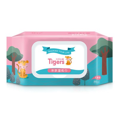Sáu con hổ nhỏ 80 bơm 10 túi khăn ướt cho trẻ sơ sinh khăn giấy ướt cho bé sơ sinh, túi nhỏ đặc biệt cho bé