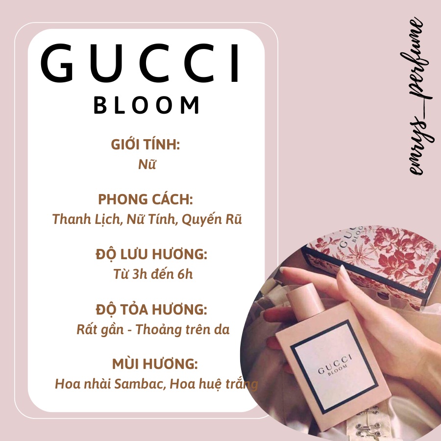 NƯỚC HOA NỮ GUCCI BLOOM HỒNG 100ML THANH LỊCH - NỮ TÍNH _