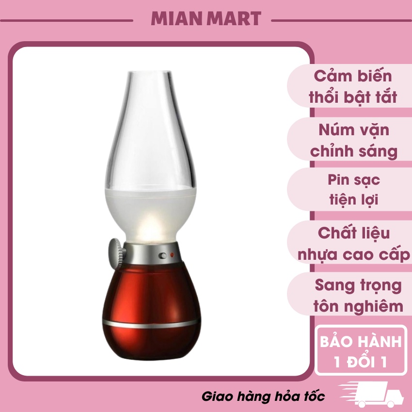 Đèn dầu điện tử cảm ứng thổi bật tắt thông minh có pin sạc - MIAN MART