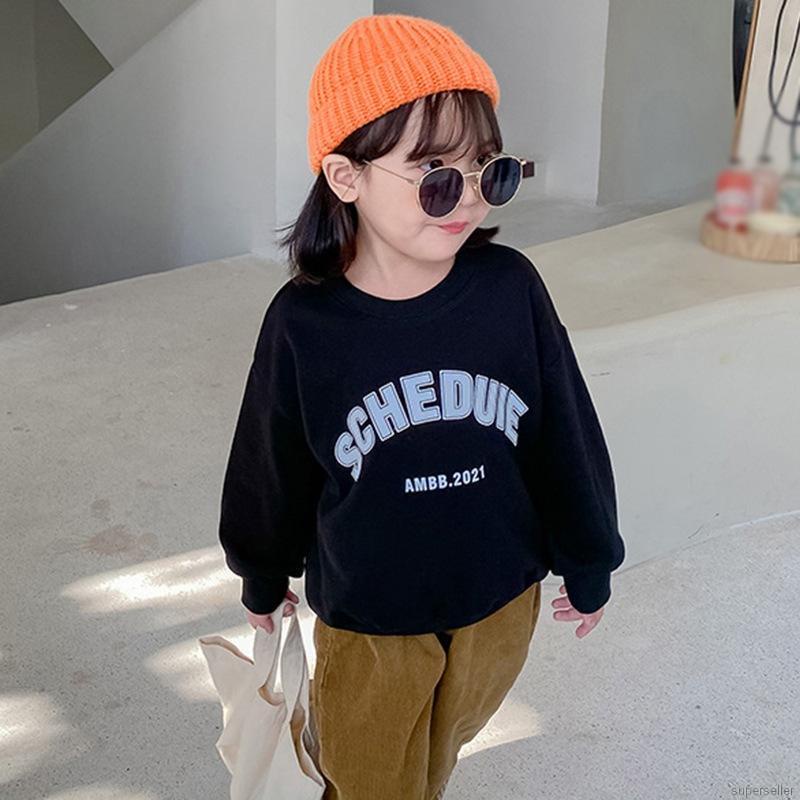 Áo Sweater Cổ Tròn Dáng Rộng Kiểu Hàn Quốc Dễ Thương Cho Bé