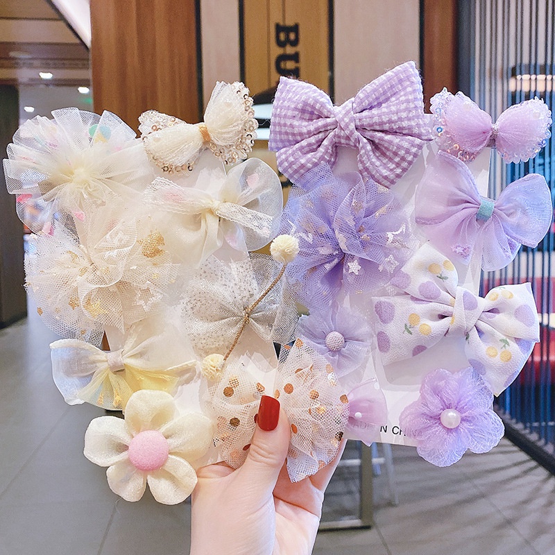 Bộ 8 Kẹp Tóc Ruy Băng Nhiều Màu Sắc Phong Cách Hàn Quốc Dễ Thương Dành Cho Bé Gái