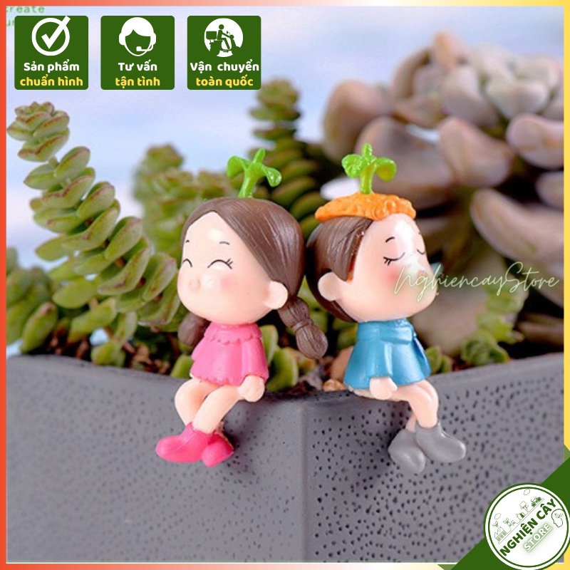 Phụ kiện Cặp đôi mầm cây trang trí tiểu cảnh, cây cảnh, sen đá