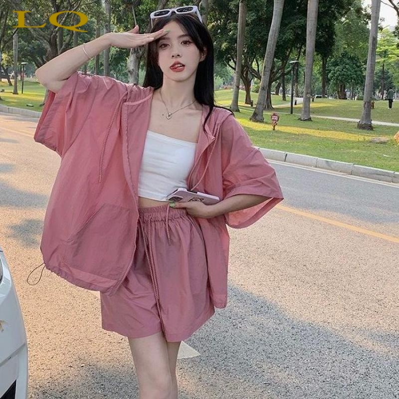 Lq Áo Khoác Chống Nắng Mỏng Có Mũ Trùm Đầu Phong Cách Retro Đường Phố Kiểu Mới Năm 2022 Tay Dài Dây Rút Phong Cách Mùa Xuân Hè 20