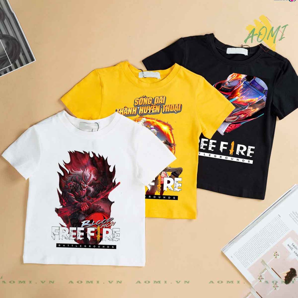 ÁO THUN free fire garena UNISEX PHÔNG VÀNG TAY NGẮN NAM NỮ GIA ĐÌNH CẶP ĐÔI SIZE TRẺ EM BÉ TRAI GÁI AOMIVN