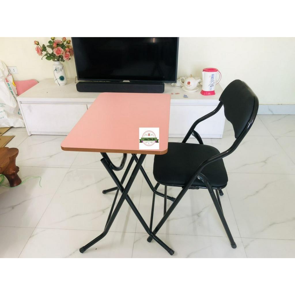 BỘ BÀN GHẾ GẤP GỌN 40X60 MẶT BÀN TRẮNG CHÂN CAO 72CM SƠN TĨNH ĐIỆN CỰC BỀN