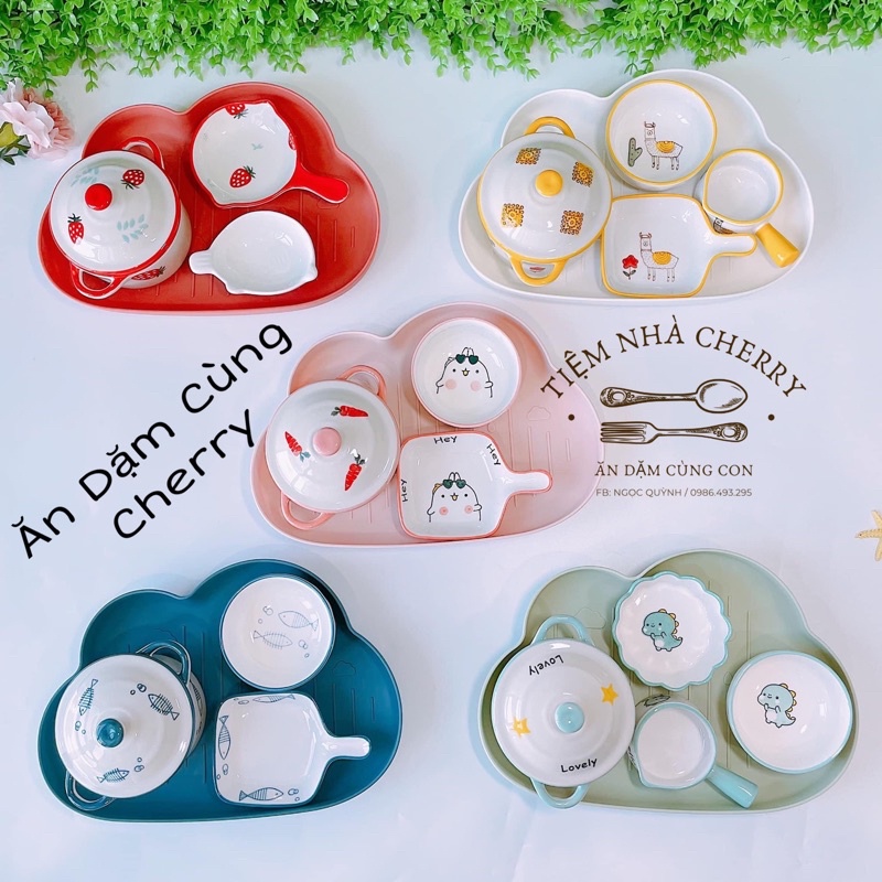 SET KHAY BÁT SỨ ĂN DẶM CHO BÉ, BÁT ĂN DẶM KIỂU NHẬT