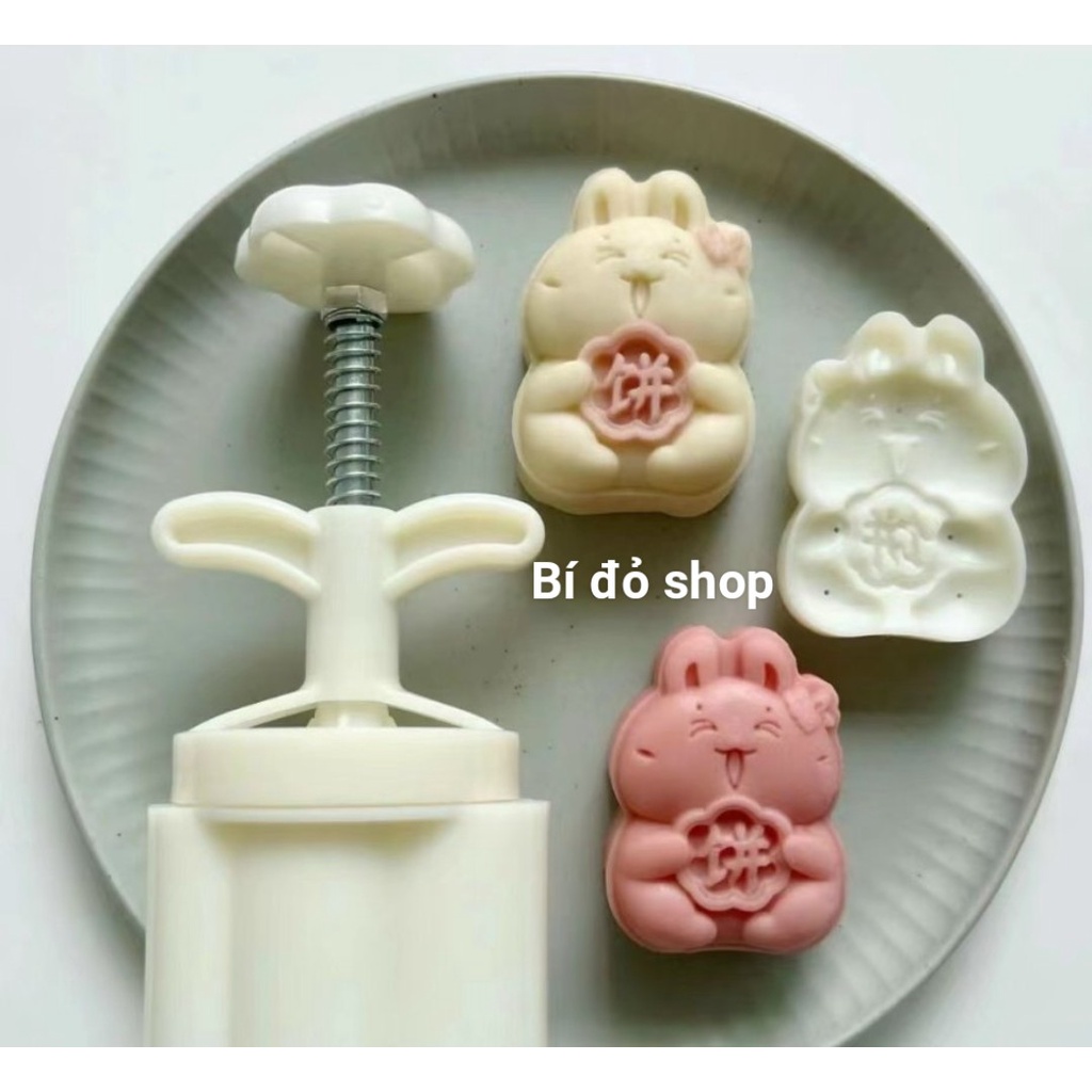 Khuôn trung thu 2022 lò xo THỎ Ú 75g 1 mặt 1 nhấn