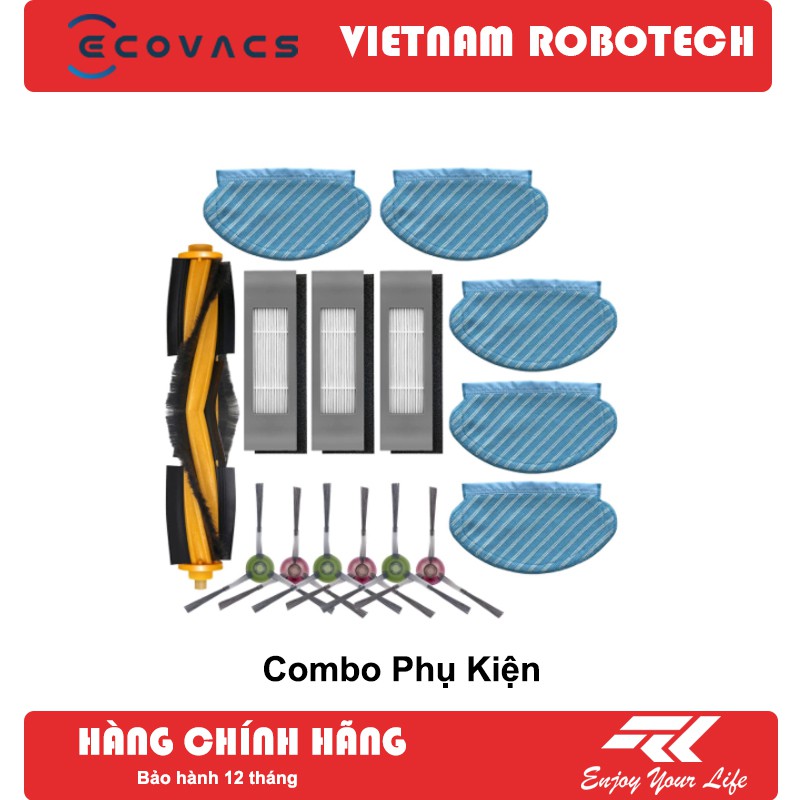 Combo Phụ kiện dự phòng cho Robot T8 AIVI (Gồm 1 chổi giữa, 2 chổi cạnh, 1 màng lọc, 1 thảm lau) -  VIETNAMROBOTECH
