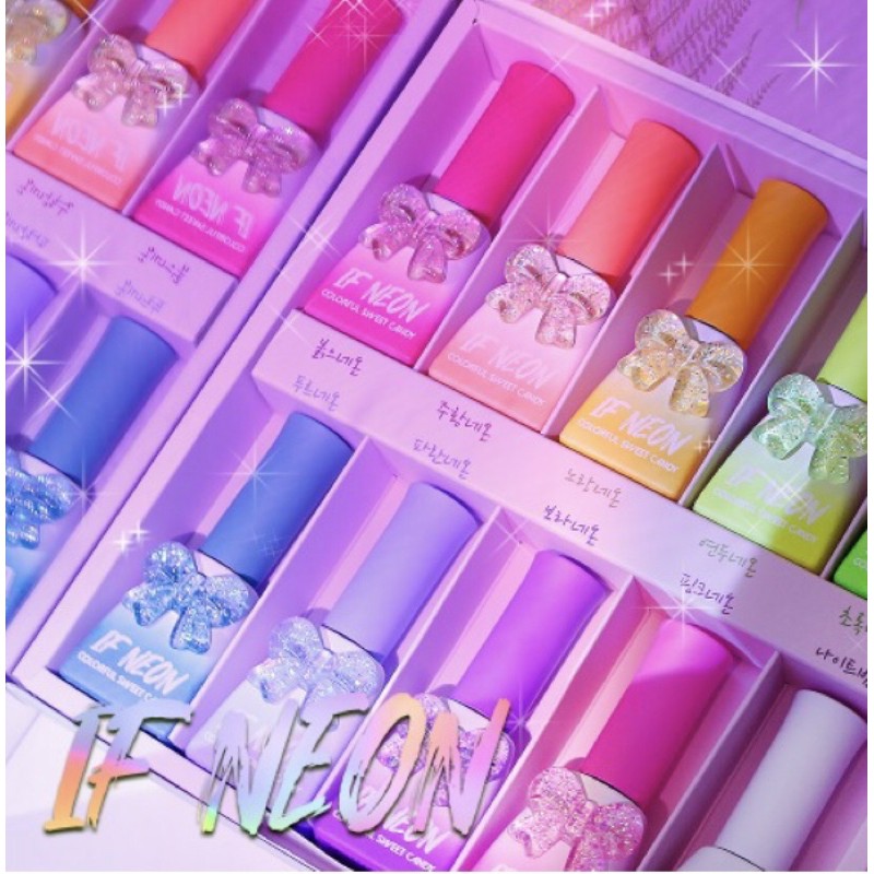 ♻️Freeship -Chính hãng♻️ Bộ sản phẩm sơn gel nhũ neon Candy collection summer 2021 IF NEON (9 màu -1 nhũ flash)