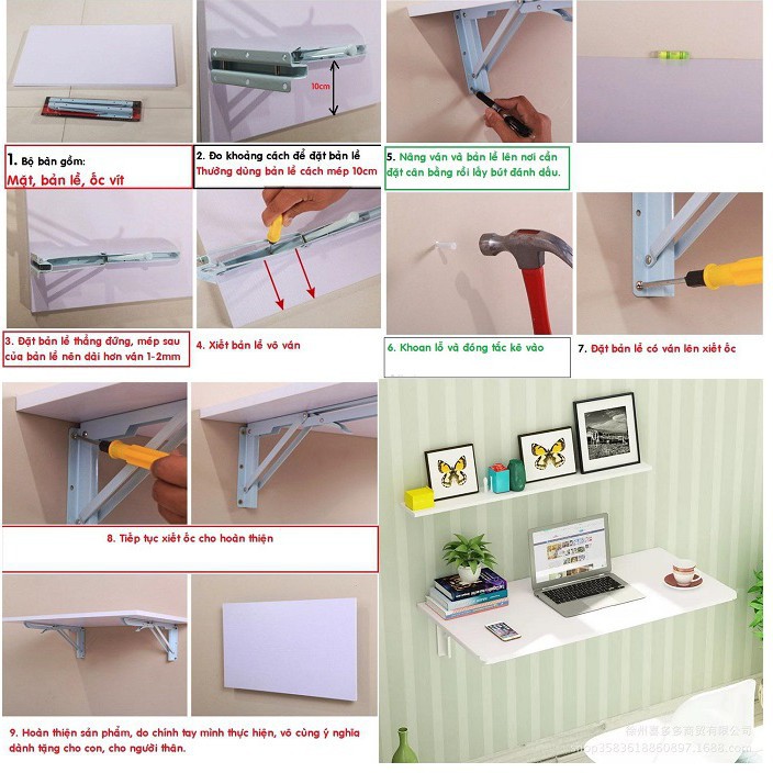 Bàn gấp treo tường đa năng, gọn nhẹ,  giá rẻ tại xưởng kt 40 x 60cm | BigBuy360 - bigbuy360.vn