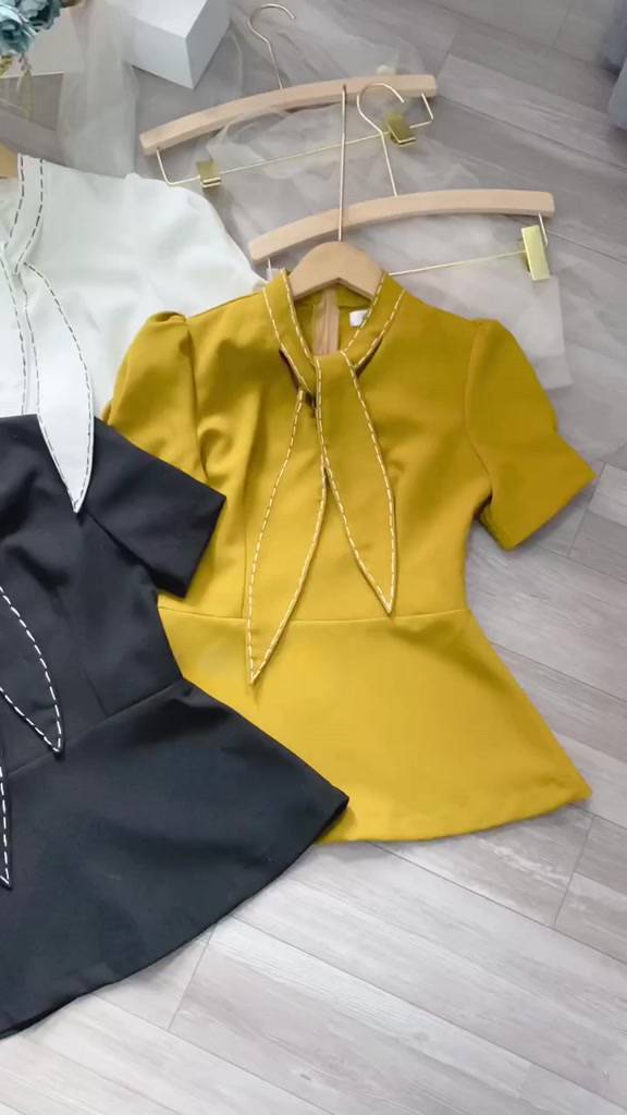 Áo sơ mi peplum kiểu dáng công sở hàn quốc thiết kế đột chỉ chất liệu tuyết mưa mềm mịn mặc đi chơi đi làm A78 | BigBuy360 - bigbuy360.vn