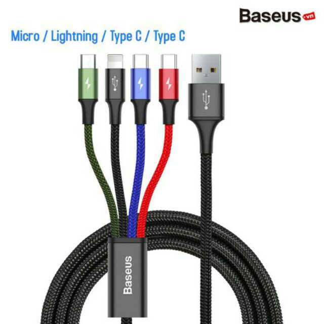 Cáp sạc 4 trong 1 Baseus - CA1T4 (Lightning - Type C - Micro USB /KCLI12