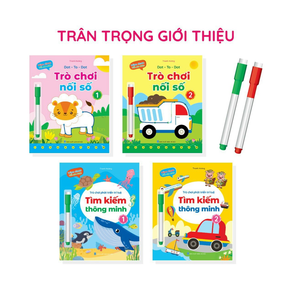 Sách - Bộ Vở Viết Xóa Được - Wipe Clean: Trò chơi phát triển trí tuệ - Tìm kiếm thông minh,Trò chơi nối số (bộ 04 cuốn)