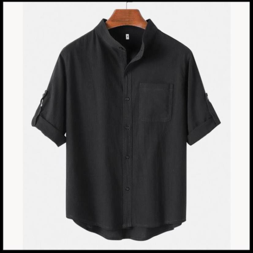 B1 (NT) Áo Sơ Mi Nam Đũi Nhật Cổ Trụ | BigBuy360 - bigbuy360.vn