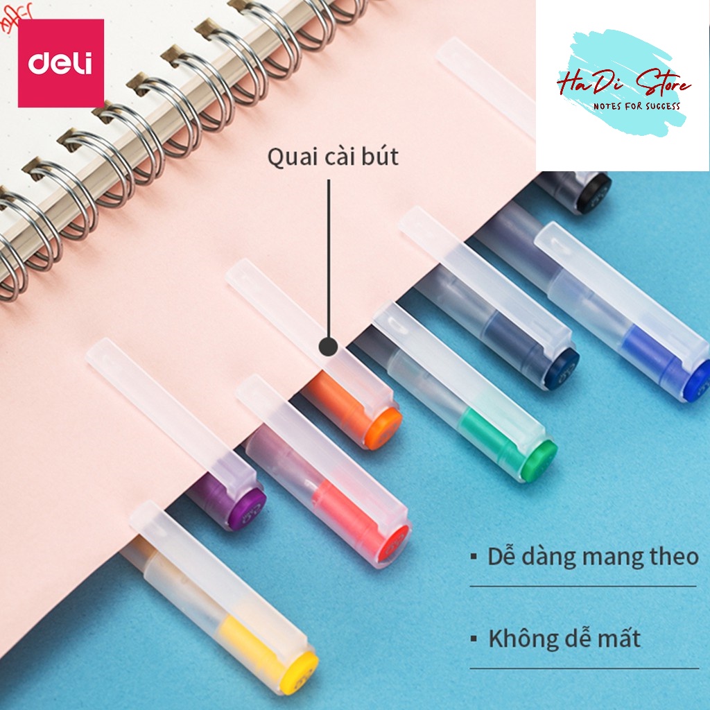Bút mực gel 0.5mm nhiều màu DELI A119 viết calligraphy, trang trí sổ, nét chữ đẹp