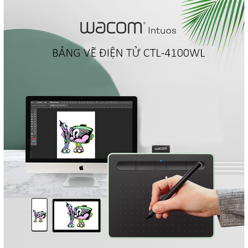 Bảng Vẽ Điện Tử Wacom Intuos Bluetooth CTL-4100WL/K0-C Kết Nối OTG Với Điện Thoại Android