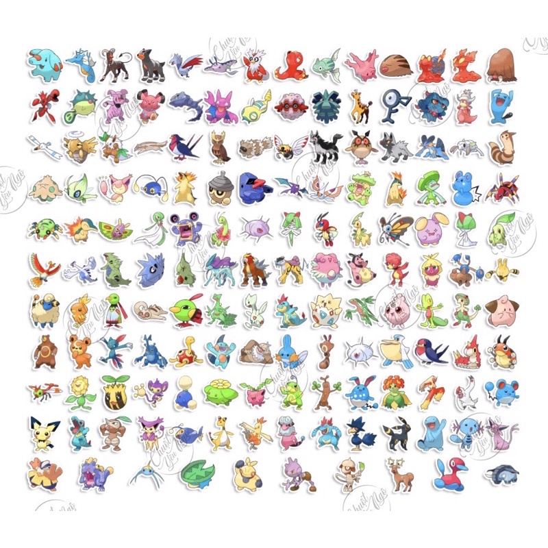Bộ sticker 25/50 Pokemon/Gen2 không trùng hình dán trang trí decal hoạt hình Bửu Bối /Thần Kỳ/Pikachu NT 54
