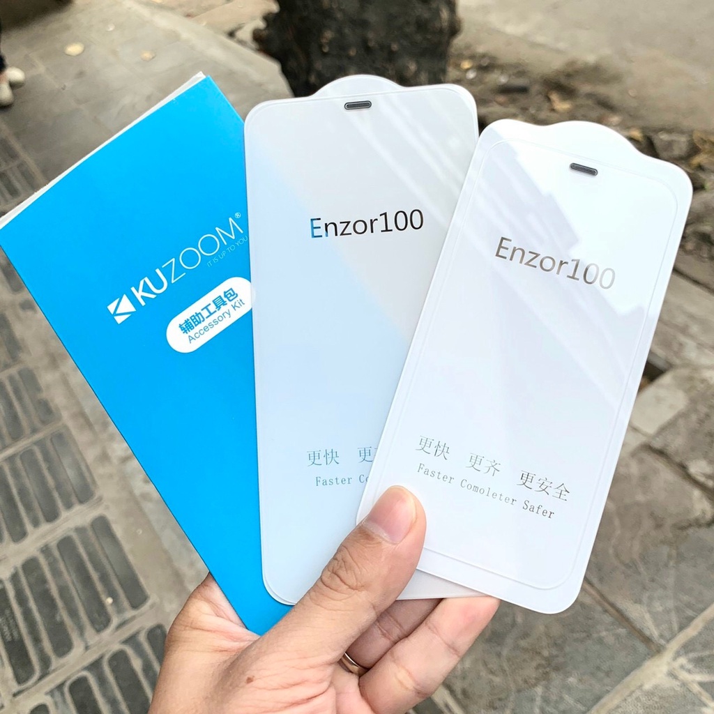 Kính cương lực full màn chống bụi màng loa cho IP 15/15pr/14/14pr13/13pro/13promax/12mini/12/12pro chính hãng Kuzoom 6D