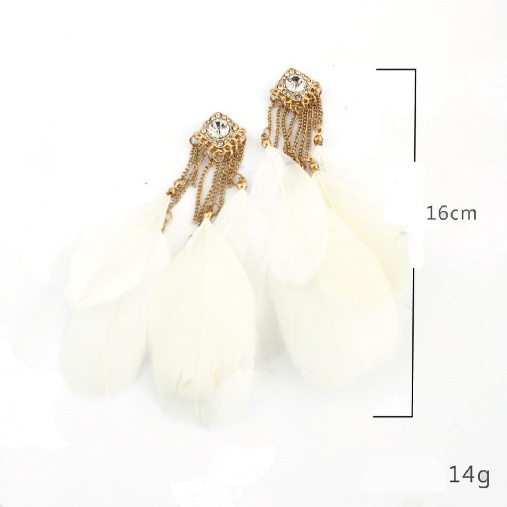 ⚡Bông Tai Vintage lông Vũ Tua Rua⚡