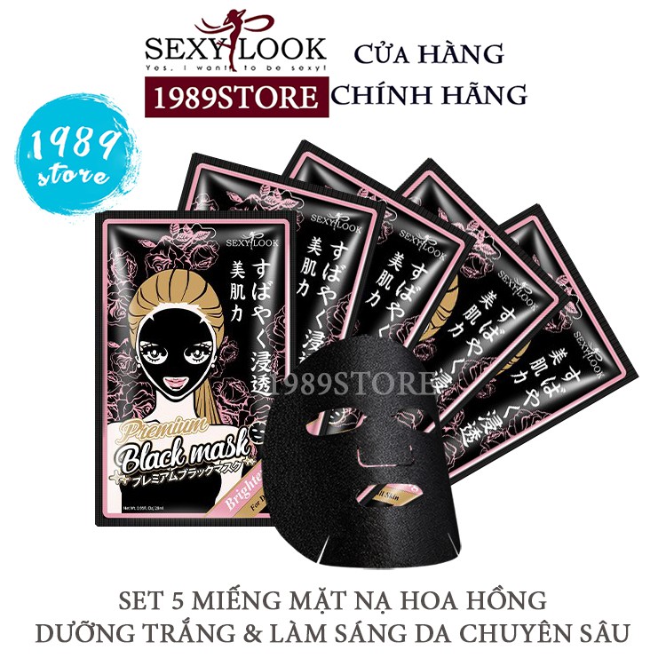 Mặt Nạ Đen Sexy Look Hoa Hồng Dưỡng Trắng và Mịn Da SET 5 miếng