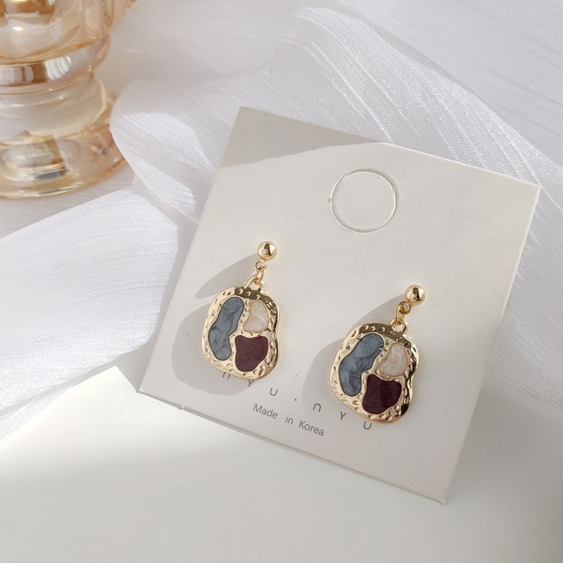 Khuyên tai kẹp không bấm lỗ chốt điều chỉnh K013 bằng hợp kim mạ vàng hình khối dáng midi Leous Accessories