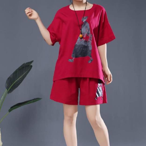 Set đồ thun nữ kiểu dáng đơn giản in item cô gái cực fashion