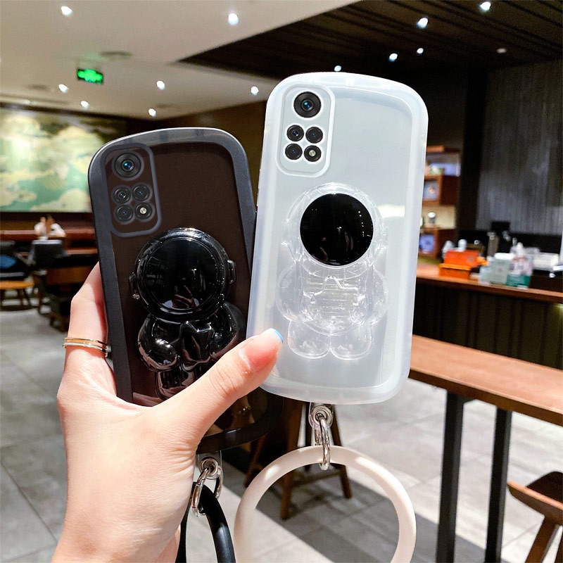 Ốp Điện Thoại Silicon Hình Phi Hành Gia Có Dây Đeo Cho Xiaomi Redmi Note 11 11S Pro 4G 5G