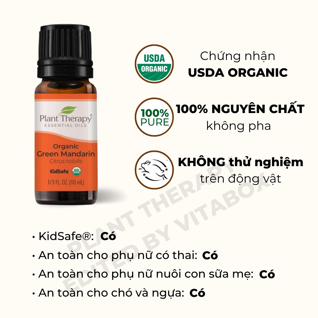 Plant Therapy - Tinh Dầu hữu cơ Vỏ Quýt  - Organic Kidsafe essential oil
