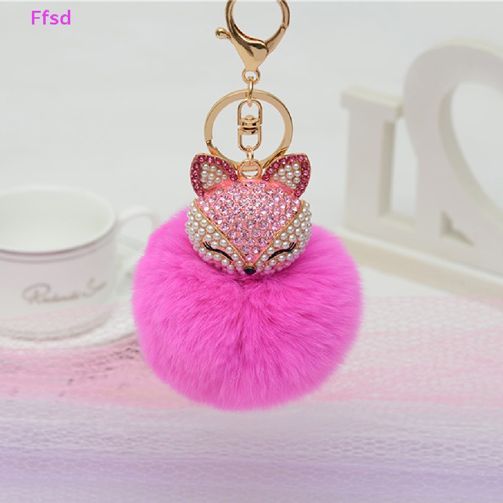 {Ffsd} Móc Khóa Thủ Công Bằng Lông Thỏ Đính Đá Giả Kim Cương Dễ Thương * Hàng Bán Chạy