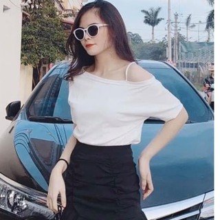 áo thun nữ hở vai 1 dây chất cotton cá tính