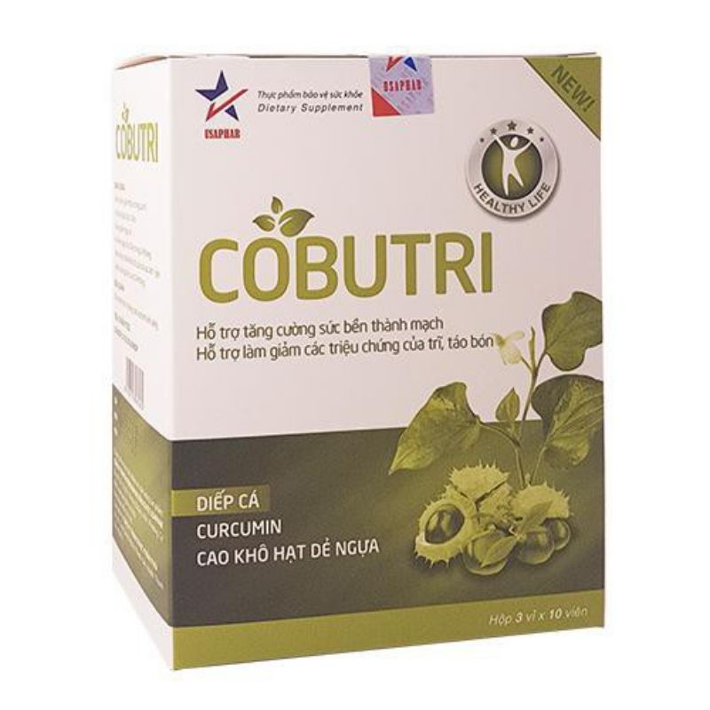 COBUTRI viên diếp cá hộp 30 viên - Cobutri gel hết lo táo bón, trĩ