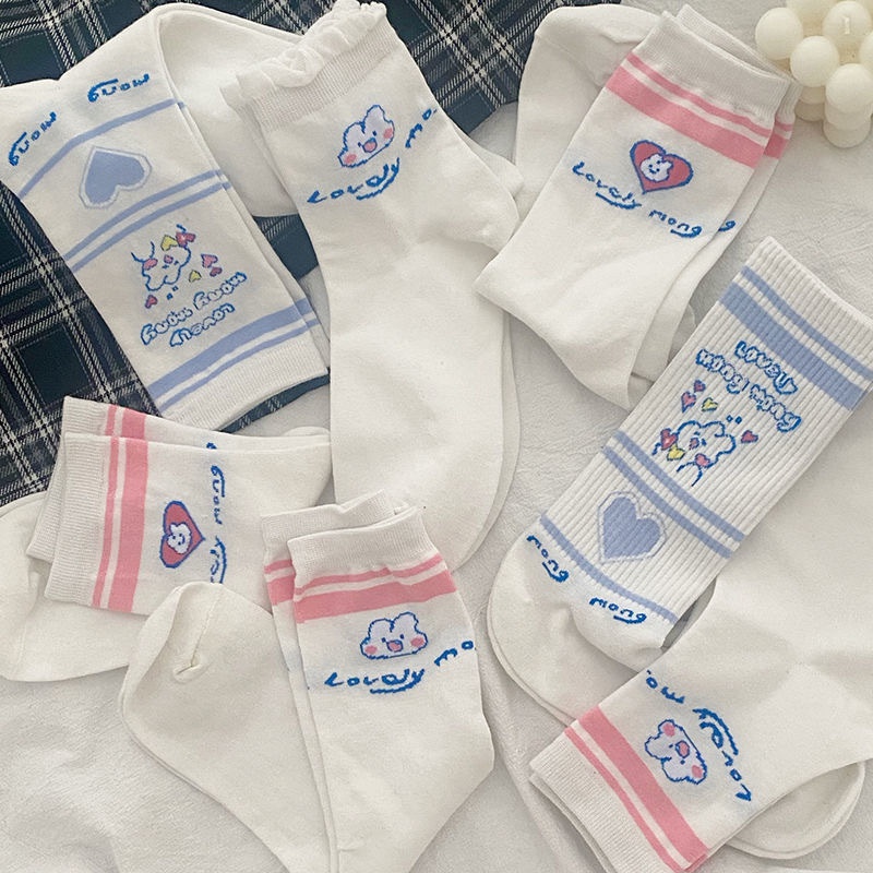 Vớ Thể Thao Mềm Mại In Họa Tiết Hoạt Hình Dễ Thương Phong Cách Nhật Bản Cho Nữ