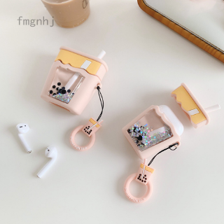 Vỏ Bảo Vệ Hộp Sạc Tai Nghe Bluetooth Không Dây AirPods Pro 1/2/3 Hình Ly Trà Sữa Bằng Silicone Mềm