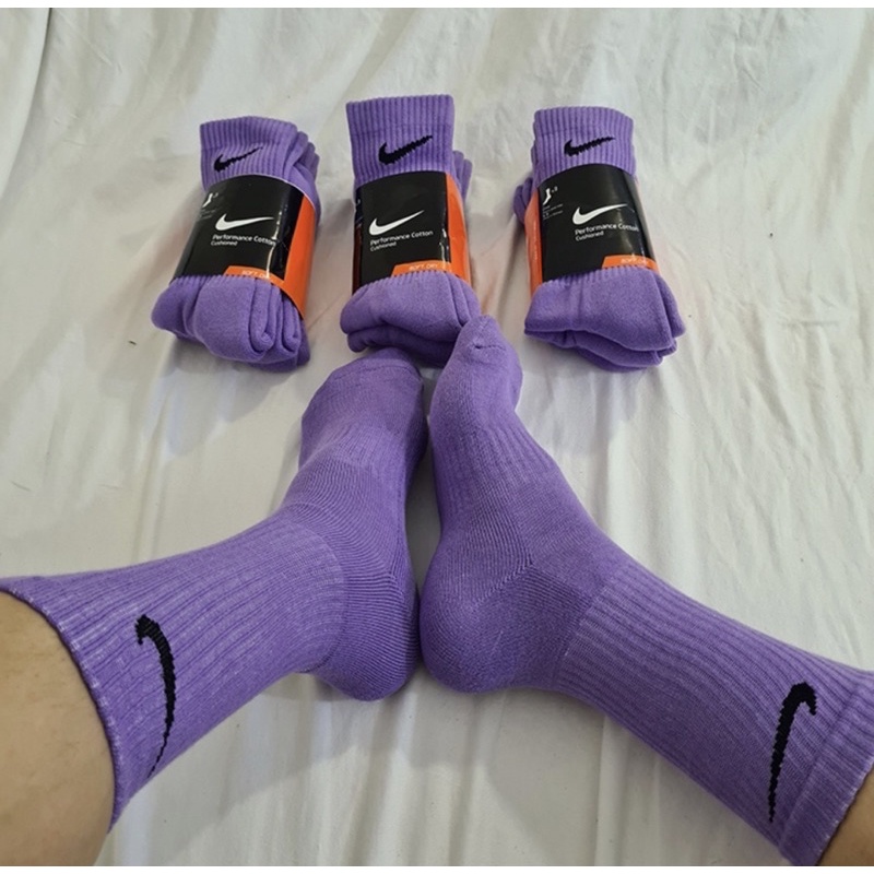 Pack 3 đôi tất thể thao Nike màu Tím bền đẹp, chất dày dặn khô thoáng dễ chịu , hàng xuất xịn