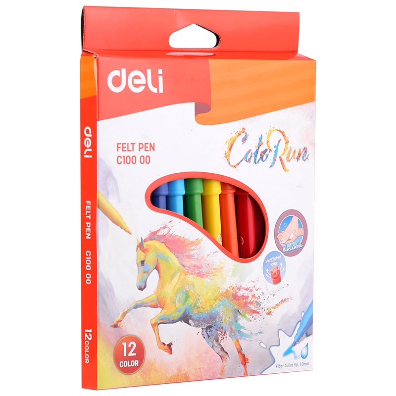 Bút dạ DELI EC10000 12 màu sắc trang trí tiện dụng