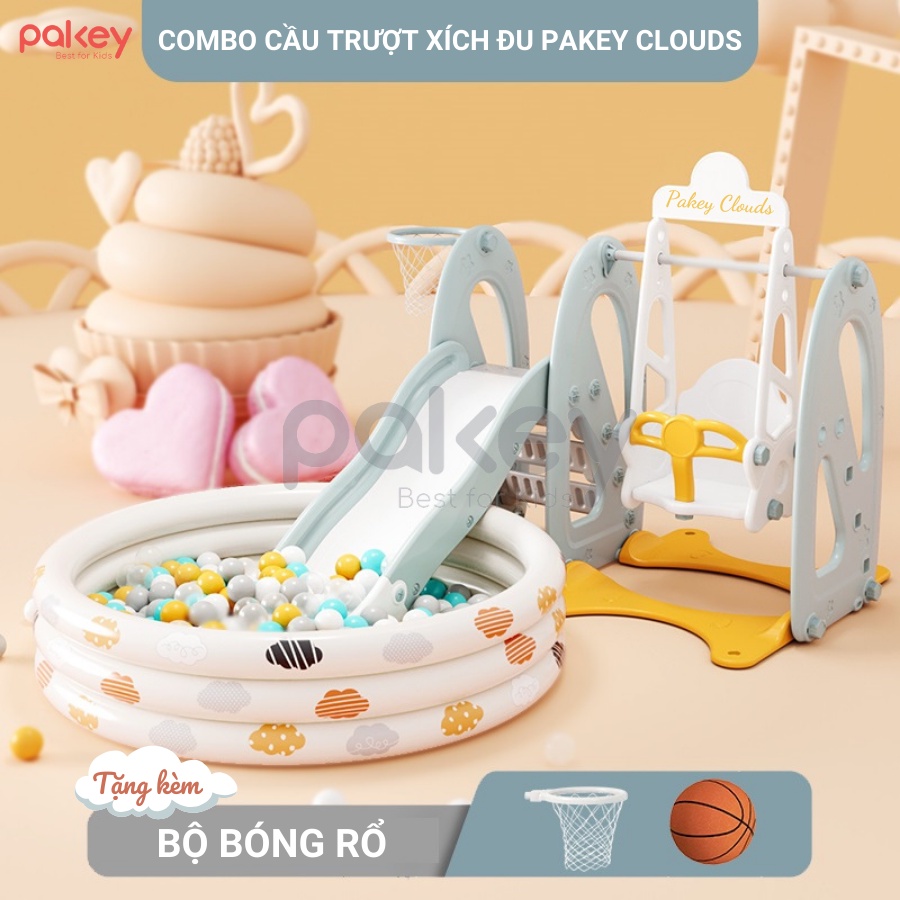 Cầu trượt xích đu Pakey VIP đám mây chiều dài 1m9 nâng cấp cao hơn, dày hơn, nhựa nguyên sinh