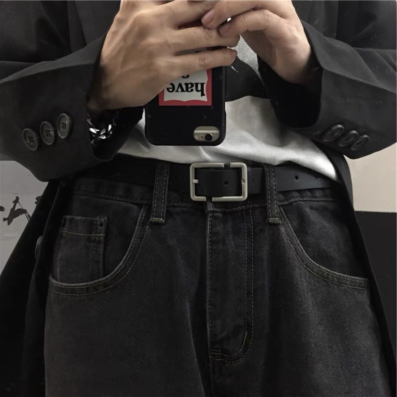 Thắt lưng nam nữ UNISEX chất da cực đẹp bản mặt CHỮ NHẬT khuyết nét