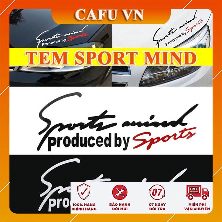 Tem dán trang trí xe hơi decal Sport mind prodeced by Sports xe hơi ô tô 31x11 cm - CAFU VN