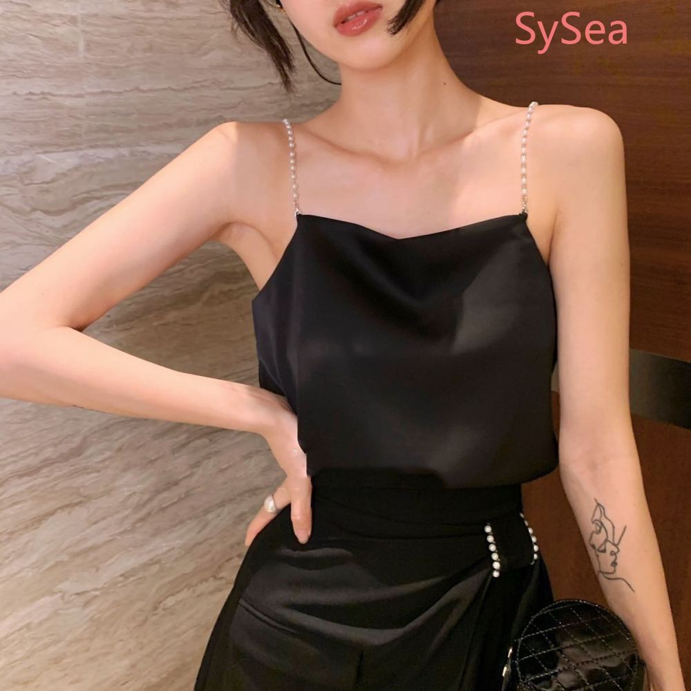 Áo Tank Top Chất Satin Đính Ngọc Trai Thiết Kế Quyến Rũ | BigBuy360 - bigbuy360.vn